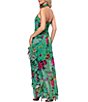 Betsy & Adam Petite Size Floral Ruffle Halter Long Dress - Image 2