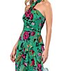 Betsy & Adam Petite Size Floral Ruffle Halter Long Dress - Image 4