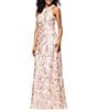 Betsy & Adam Petite Size Floral Sequin Soutache Halter Sleeveless A-Line Gown, Color:Champagne - Image 3