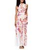 Betsy & Adam Petite Size Halter Neck Floral Print Chiffon Dress, Color:Pink Multi - Image 1
