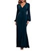 Betsy & Adam Petite Size Long Sleeve Jersey Dress, Color:Forest - Image 1