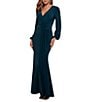 Betsy & Adam Petite Size Long Sleeve Jersey Dress, Color:Forest - Image 3