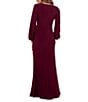 Betsy & Adam Petite Size Long Sleeve Jersey Dress, Color:Bordeaux - Image 2