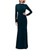 Betsy & Adam Petite Size Long Sleeve Side Ruched Sheath Dress, Color:Pine - Image 1