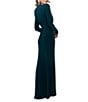 Betsy & Adam Petite Size Long Sleeve Side Ruched Sheath Dress, Color:Pine - Image 2