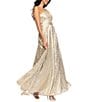 Betsy & Adam Petite Size One Shoulder Foil Flower Print Dress, Color:Champange/Gold - Image 3