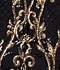 Betsy & Adam Petite Size Sequin Round Neck Long Sleeve Gown, Color:Black/Gold - Image 5