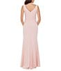 Betsy & Adam Petite Size Sleeveless Boat Neck Front Ruffle Gown, Color:Rose - Image 2