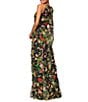 Betsy & Adam Petite Size Sleeveless Floral Print Ruffled Halter Chiffon Dress, Color:Black/Red - Image 2