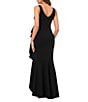 Betsy & Adam Petite Size Sleeveless V-Neck Spiral Ruffle Cascade Gown, Color:Black - Image 2