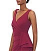 Betsy & Adam Petite Size Sleeveless V-Neck Spiral Ruffle Cascade Gown, Color:Bordeaux - Image 4