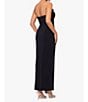 Betsy & Adam Petite Size Sleeveless V-Neck Tuxedo Bodice Scuba Crepe Gown, Color:Black/Black - Image 2