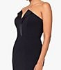 Betsy & Adam Petite Size Sleeveless V-Neck Tuxedo Bodice Scuba Crepe Gown, Color:Black/Black - Image 4