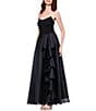 Betsy & Adam Petite Size Strapless Ball Gown, Color:Black - Image 3