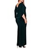 Betsy & Adam Plus Size Boat Neck 3/4 Drape Sleeve Gown, Color:Forest - Image 2