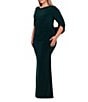 Betsy & Adam Plus Size Boat Neck 3/4 Drape Sleeve Gown, Color:Forest - Image 3