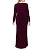 Betsy & Adam Plus Size Boat Neck Embellished Long Sleeve Floor Length Dress - Image 2