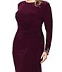 Betsy & Adam Plus Size Boat Neck Embellished Long Sleeve Floor Length Dress - Image 4