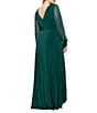 Betsy & Adam Plus Size Chiffon Mesh V-Neck Long Sleeve Gown - Image 2