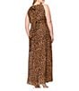 Betsy & Adam Plus Size Halter Neck Leopard Print Maxi Dress, Color:Brown Multi - Image 2