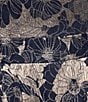 Betsy & Adam Plus Size Metallic Crinkle Sleeveless Halter Neck Foil Floral Print A-Line Gown, Color:Navy/Gunmetal - Image 3