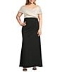 Betsy & Adam Plus Size Off-the-Shoulder Scuba Crepe Dress, Color:Champ/Black - Image 1