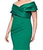 Betsy & Adam Plus Size Off-the-Shoulder Scuba Crepe Dress, Color:Green/Green - Image 4