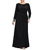 Betsy & Adam Plus Size Ruched Beaded Cuff Long Dress - Image 1