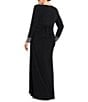 Betsy & Adam Plus Size Ruched Beaded Cuff Long Dress - Image 2