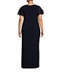 Betsy & Adam Plus Size Short Sequin Flutter Sleeve V-Neck Dress - Image 2