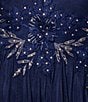 Color:Navy/Gold - Image 5 - Plus Size Short Sleeve V-Neck Embroidered Chiffon Gown