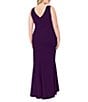 Betsy & Adam Plus Size Sleeveless V-Neck Cascade Ruffle Scuba Crepe Gown, Color:Mulberry - Image 2