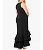 Color:Black - Image 2 - Plus Size Sleeveless V-Neck Ruffle Skirt Scuba Crepe Gown