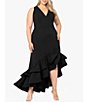 Color:Black - Image 3 - Plus Size Sleeveless V-Neck Ruffle Skirt Scuba Crepe Gown