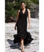 Color:Black - Image 5 - Plus Size Sleeveless V-Neck Ruffle Skirt Scuba Crepe Gown