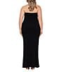 Betsy & Adam Plus Size Sleeveless V-Neck Tuxedo Bodice Scuba Crepe Gown, Color:Black/Black - Image 2