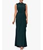 Color:Forest - Image 1 - Ruched Mock Neck Sleeveless Gathered Pleat Gown