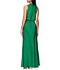 Betsy & Adam Satin Long Ruched Dress With Hardware - Image 2