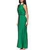 Betsy & Adam Satin Long Ruched Dress With Hardware - Image 3