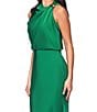 Betsy & Adam Satin Long Ruched Dress With Hardware - Image 4