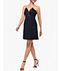 Betsy & Adam Scuba Crepe Lamour Pointed V-Neck Strapless Tuxedo Mini Dress, Color:Black/Black - Image 3