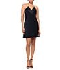 Betsy & Adam Scuba Crepe Lamour Pointed V-Neck Strapless Tuxedo Mini Dress, Color:Black/Black - Image 1