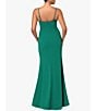 Color:Green - Image 2 - Scuba Crepe Sweetheart Rosette Neck Sleeveless Ruched Gown
