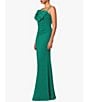 Color:Green - Image 3 - Scuba Crepe Sweetheart Rosette Neck Sleeveless Ruched Gown