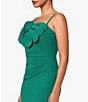Color:Green - Image 4 - Scuba Crepe Sweetheart Rosette Neck Sleeveless Ruched Gown