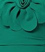Color:Green - Image 5 - Scuba Crepe Sweetheart Rosette Neck Sleeveless Ruched Gown