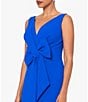 Betsy & Adam Scuba Crepe V-Neck Sleeveless Bow Gown, Color:Cobalt - Image 4