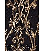 Betsy & Adam Sequin Crew Neck Long Illusion Sleeve Sheath Gown, Color:Black/Gold - Image 5