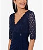 Color:Navy - Image 4 - Sequin Lace V-Neck 3/4 Sleeve Gown