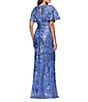 Betsy & Adam Short Sleeve Sequin Mesh Gown - Image 2